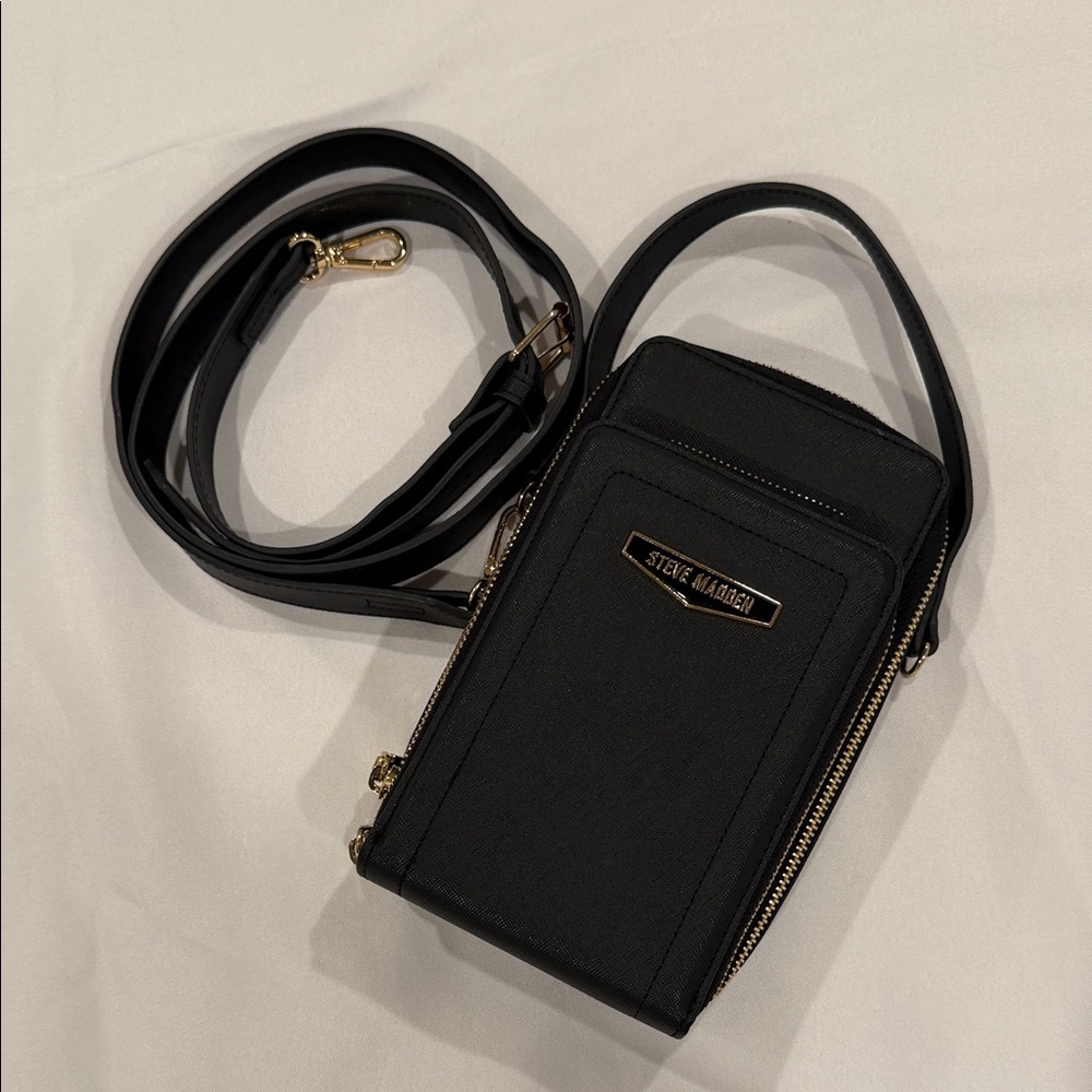 Steve Madden Black Mini Crossbody with Gold Details - Picture 3 of 3